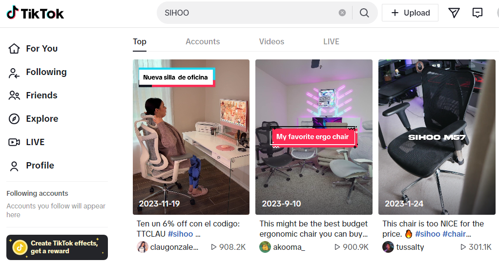 Tiktok上西昊与达人合作的视频