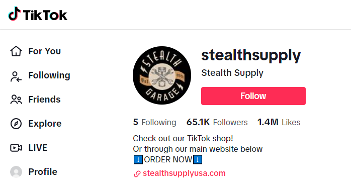 Stealth Supply的TikTok账号