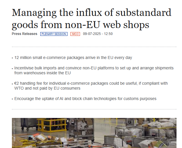 The EU is targeting low-priced goods, and the 150 euro tax-free policy will be cancelled!